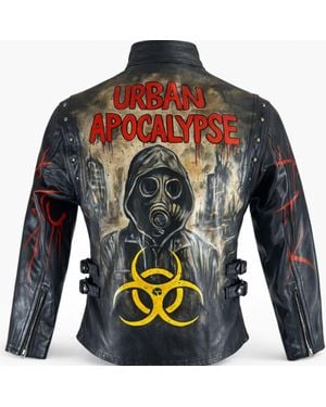 Zasta Studio Hand-Painted Leather Biker Jacket - Green