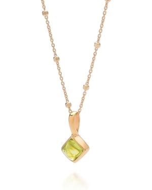 Nellou Jewellery Diamond Peridot Necklace Birthstone August Plated Sterling - Metallic