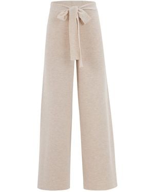 Peraluna Bell Bottom Knit Pants - Natural