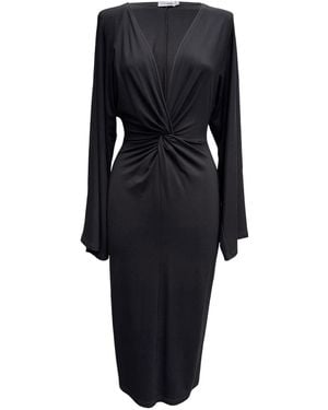Imaatu Eclipse Kimono Sleeve Plunge V-Neck Knot Midi Dress - Black