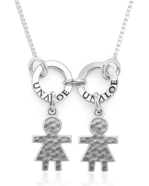 Unaloe Sterling Necklace With Charms Little Girls - White