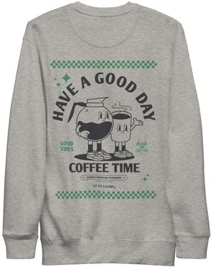 Anchor and Crew Heather Gustatory Have A Good Day Cotton Blend Embroidered Sweatshirt - Grey