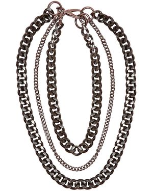 Sylvia Piechulla Chunky 3-Tier Aluminium Metal Chain Necklace - Metallic