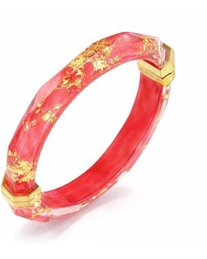 Gold & Honey 24K Leaf Lucite Bangle - Red