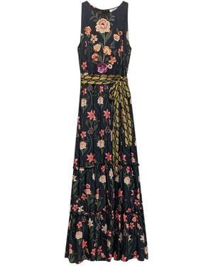 Niza Floral Bouquet Bohemian Dress - Black
