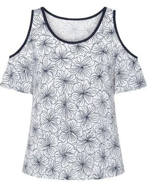 Conquista Floral Cold Shoulder Top - Grey