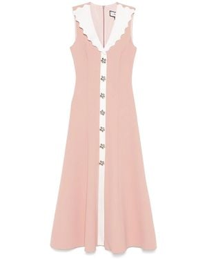 Nissa Rose-Detail Midi Dress - Pink
