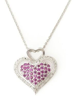 Belinda Jewelz Ruby Pavé Heart Pendant Necklace - Pink