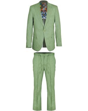 DAVID WEJ Hugo Linen Single Breasted Suit - Green