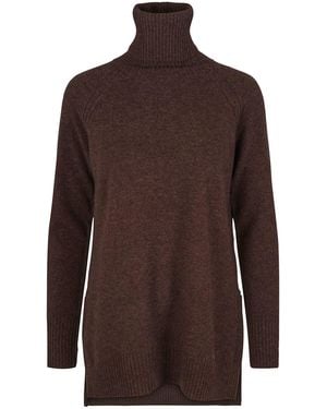 tirillm Abby A Line Long Turtle Neck Pullover, Dark Melange - Brown