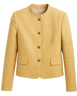 Stovaria Handwoven Merino Wool Cropped Jacket - Yellow