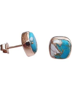 Sophelia Rose Vermeil Plated Opal And Stud Gemstone Earrings - Blue