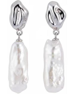 Angel Barocco Stick Baroque Pearl Stud Earrings - White