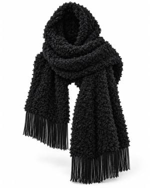 Julia Allert Long Textured Scarf With Fringe - Black