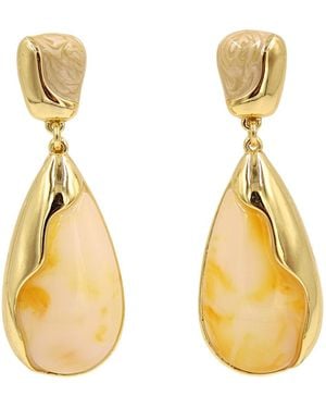 1610Istanbul Mediterranean Enamel Earrings - Metallic