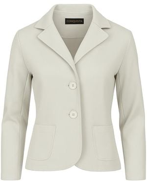 Conquista Neutrals Tailored Stretch Gabardine Blazer – Cotton Viscose Blend - Grey