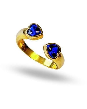 LINYA JEWELLERY Heart Adjustable Ring - Blue