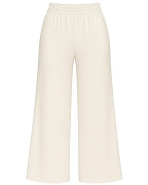 Heima Er Gott Neutrals Eva Bamboo Wide Leg Trousers Regular - White