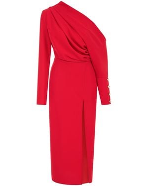 Nocturne Draped Maxi Dress - Red