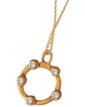 Lily Flo Jewellery 5 Diamond Bezel Set Circle Necklace - Metallic