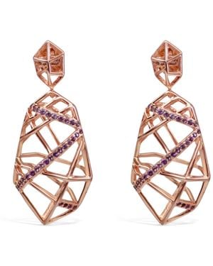 Bellus Domina Plated Crossover Amethyst Earrings - Metallic