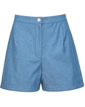 Audrey Vallens Piped Detailed Shorts - Blue