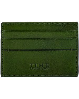 Time Resistance Leather Credit Card Case Business Card Case - Green
