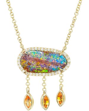 KAMARIA Boulder Opal Necklace With Sapphire Drops - Metallic