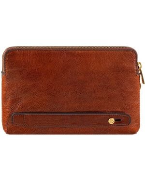 Time Resistance Leather Clutch - Brown