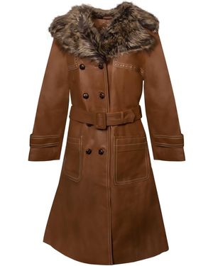 Zasta Studio Royal Julep Long Leather Coat - Brown