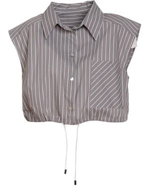 ARTISTA Line Cropped Shirt - Gray