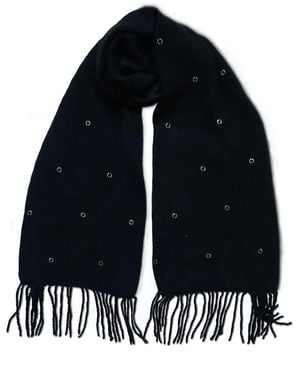 2KStyle Kasmir Handknit Hand-Embellished Fringed Alpaca-Blend Scarf - Black