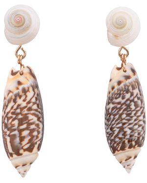 Oana Savu Pearlescent Seashells Shells Summer Earrings Studs - White
