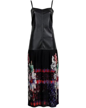 Lalipop Design Vegan Leather Maxi Dress With Pleated Skirt - Black