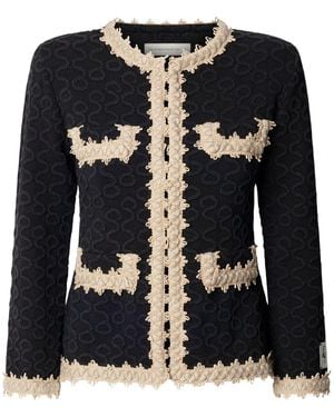 The Extreme Collection Neutrals Raised Embroidery Knit Jacket Paola - Black