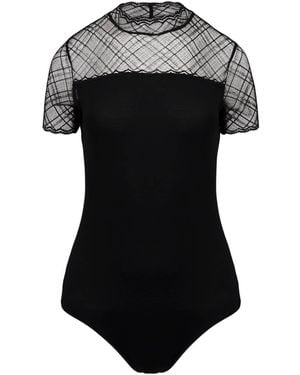 Oh!Zuza Bodysuit With Lace Collar - Black