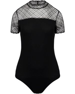 Oh!Zuza Bodysuit With Lace Collar - Black