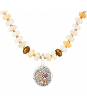 Zoe Alexandria Jewellery Afghan Jade Beaded Necklace & Sapphire Bubble Charm - Metallic