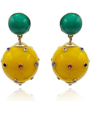 Michael Nash Jewelry Valentina Jade And Amber Resin Studded Pierced Earrings - Yellow
