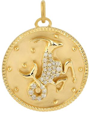 Artisan Diamond Capricorn Zodiac Medallion Pendant - Metallic