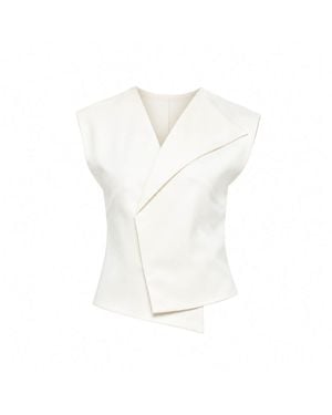 Elamins Angle Button Top - White