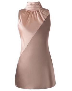 Solgo Atelier Neutrals Yera Silk Colour Block Top - Brown