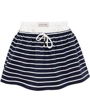 Mandragora Striped Cotton Skirt With Contrasting Fabrics – Goia - Blue