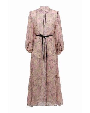 Georgette Blush Garden Maxi Dress - Pink