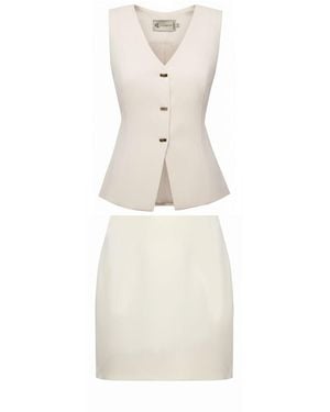 ALINA CERNĂTESCU Neutrals Safira Ivory Vest And Mini Skirt Matching Set - Natural