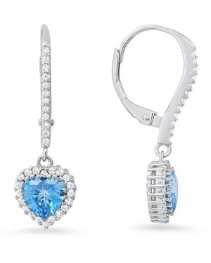 Kylie Harper December Swiss Topaz Birthstone Heart-Cut Halo Leverback Earrings - Blue