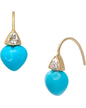 Bombyx House Heart & Diamond Drop Earrings - Blue