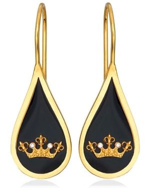 Myrto Katramadou Jewellery Queen Bee Crystal Hook Earrings - Blue