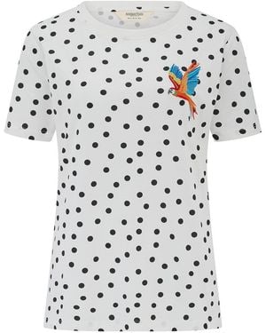 Sugarhill Maggie T-Shirt Off, Spots, Parrot - White