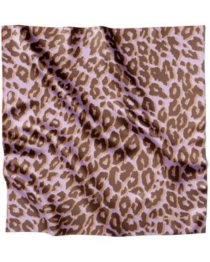 Lamberty Munich Neutrals Smooth Cheetah Italian Mulberry Silk Scarf Soft - Purple